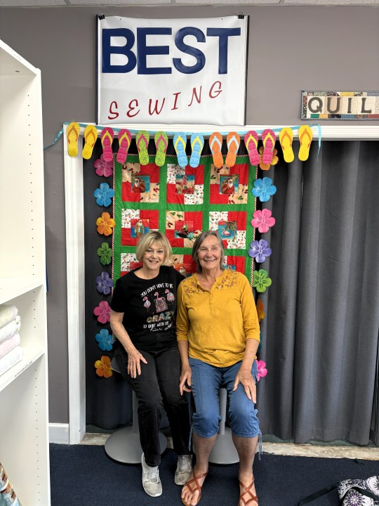 Florida Shop Hop 2026 visitor at Best Sewing & Vacuum's selfie booth, Jacksonville, FL.