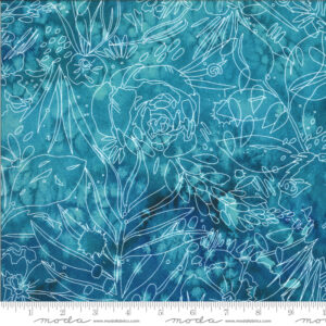 Moda Moody Bloom Digital Teal Outlined Flowers 8447 15D