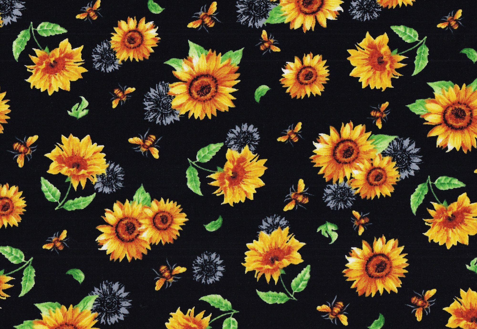 Foust Timeless Treasures Sunflowers and Bees black