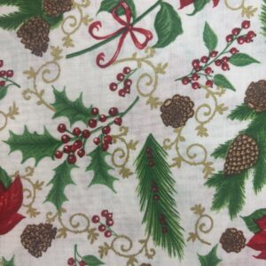 Foust Tis the Season 49684/T Ivory/Gold Holiday Floral