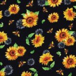 Foust Timeless Treasures Sunflowers and Bees black