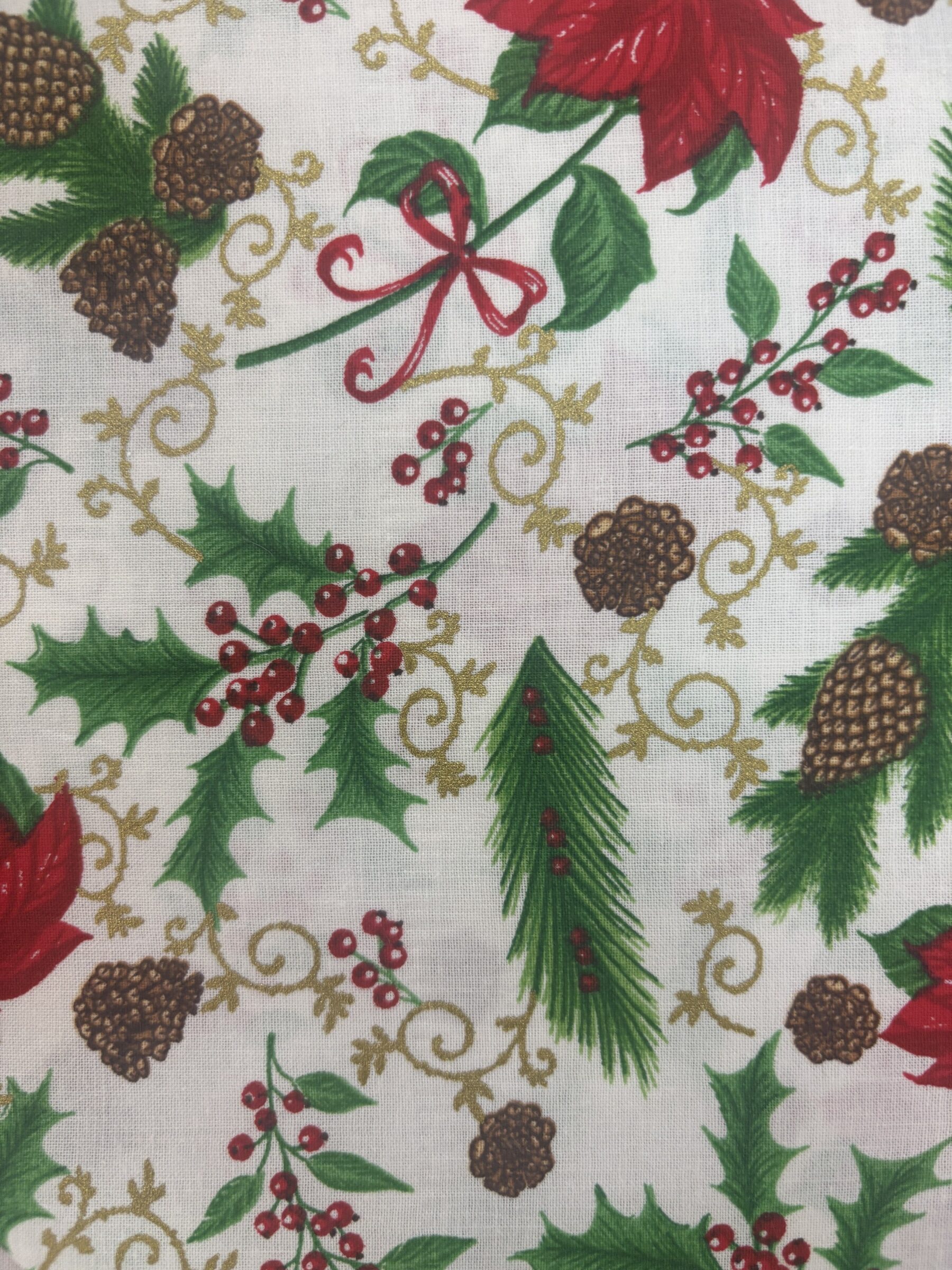 Foust Tis the Season 49684/T Ivory/Gold Holiday Floral